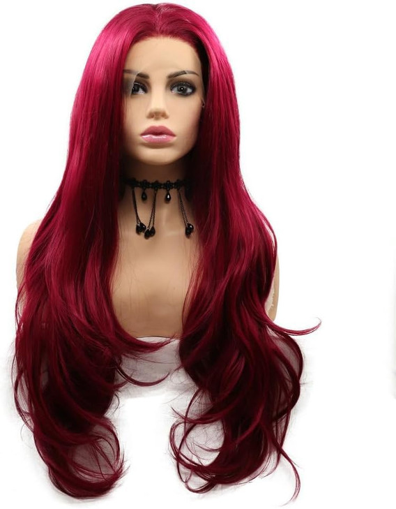 xiweiya Heat Resistant High Temperature Fiber Hair Long Natural Wave Orange Auburn Copper Red Synthetic Lace Front Wig f