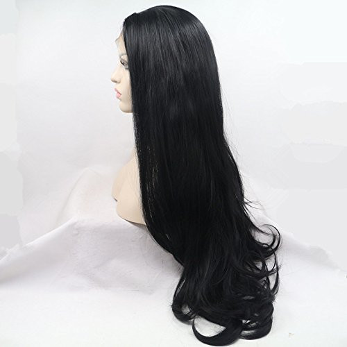xiweiya Black Wig for Women 1b Long Natural Wavy Free Part Synthetic Lace Front Wig Heat Resistant Fiber Hair Lace Front
