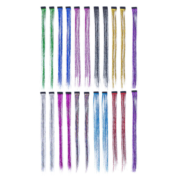 SWACC 22 Pcs Colored Party Highlights Clip on in Hair Extensions For Women MultiColors Hair Streak Synthetic Hairpieces
