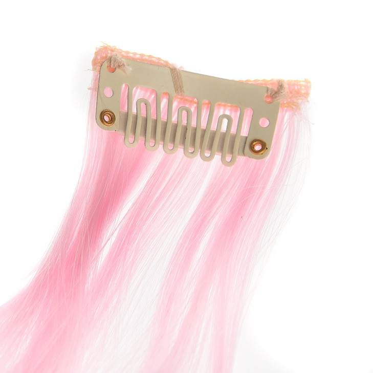 SWACC 12 Pcs Curly Wavy One Color Party Highlights Clip on in Hair Extensions For Women Colored Hair Streak Synthetic Ha