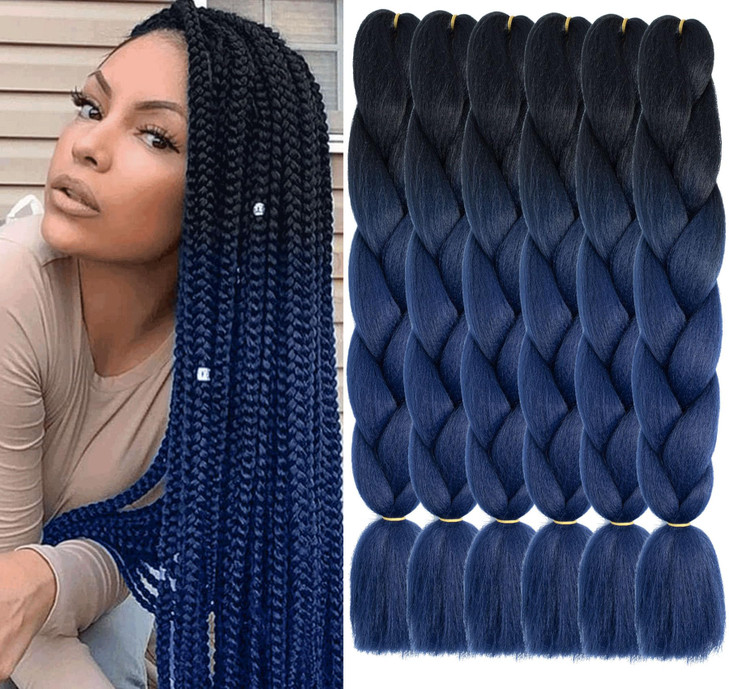 Xtrend 6Pcs 24 Inch Ombre Jumbo Braiding Hair 2 Tone Afro Braiding Hair Extensions 24 Inch Synthetic Hair for Braiding 1