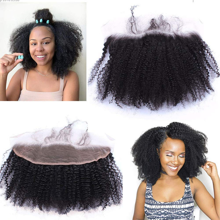 Mongolian Afro Kinky Curly Human Hair Closure 4B 4C Short Afro Curly 4x4Swiss Lace Top Closure Piece Free Part with Baby