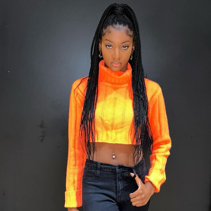 Kalisa Braid Wigs for Black Women Handmade Black Braided Lace Front Wigs High Density Synthetic Wigs Twist Braids Wigs w