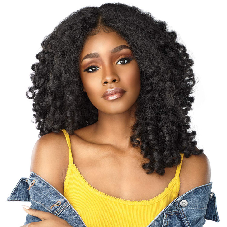 Sensationnel Curls Kinksandco Lace Wig Money Maker Wide Lace Part Wig with Natural Preplucked Hairline for Natural 3C to