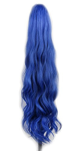 yuehong Adult Long Wavy 21 Colorful Clip InOn Hair Extensions Piece Curly Claw Ponytail wig Blue
