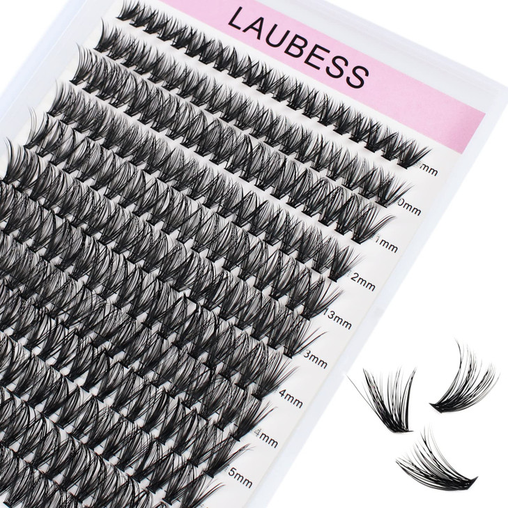 Cluster Lashes 240pcs 40D DIY Eyelash Extension D Curl Long Individual Lashes Mixed Tray Faux Mink Lash Clusters Extensions 0.07 0.10 Black (40D-0.07 online at globaldelivered