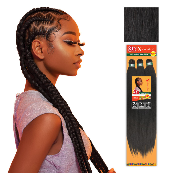 Sensationnel Xpression prestretched braiding hair 3x braid 58 inch all kanekalon flame retardant synthetic braid for box
