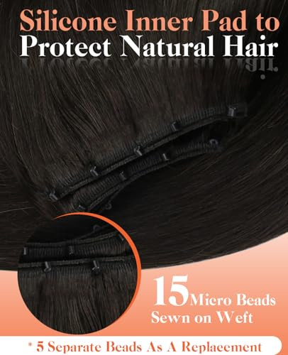 Sunny Hair MicroBeaded Weft Hair Extensions Human Hair Brown Micro Bead Weft Human Hair Extensions Dark Brown Hair Weft