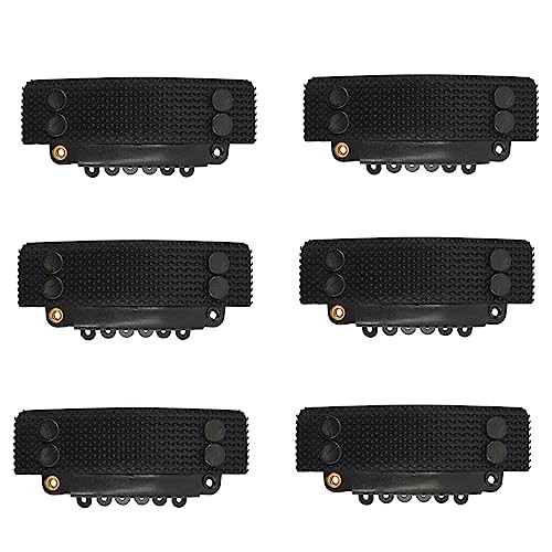 YTBYT 6 Pcs Stickable Wig Clips UShape Snap Clip 32mm 6Teeth Hair Extensions Clips for Fixed Wig Windproof Strap Black