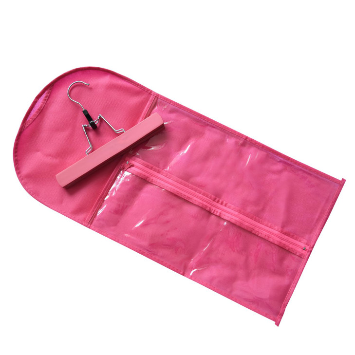 Pink Dustproof Wig Storage Bag with Hanger Portable Hair Extensions Bag