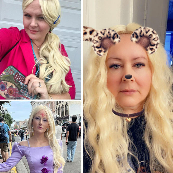 RightOn Blonde Wig Long Wavy Wig Charming Full Synthetic Wigs for Women Natural Curly Hair Light Blonde Long Wigs with H