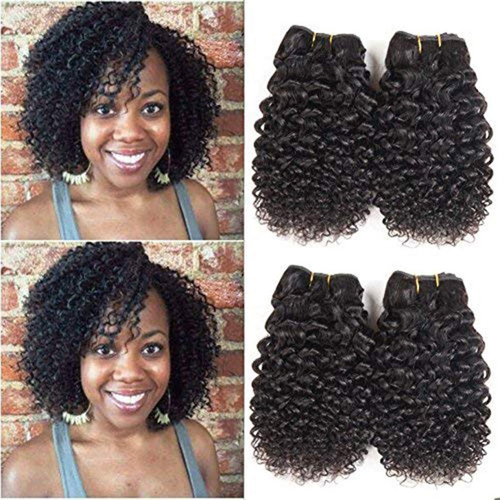 Luxnovolex Brazilian Curly Bundles Human Hair Kinky Curly 4 Bundle Short Virgin Human Hair Deals 50gBundle Unprocessed R