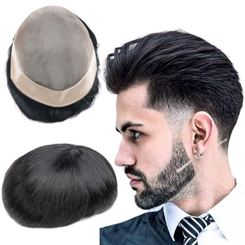 lumeng Toupee Mans Pieces and Hair System 100 Human Hair Mens Hairpiece Male Unit Mono Lace With Npu Around Lace Base Re
