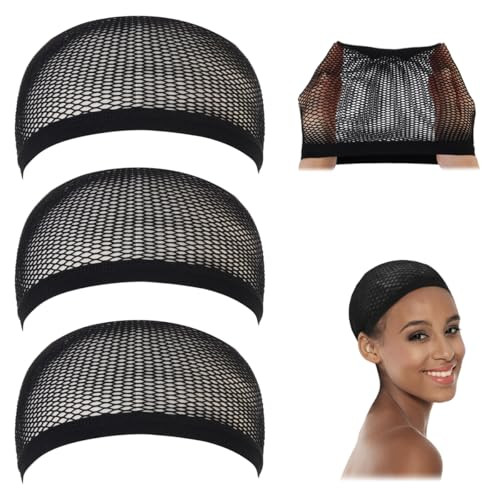 Dreamlover Crochet Wig Caps Black Mesh Caps for Wigs 3 Pieces