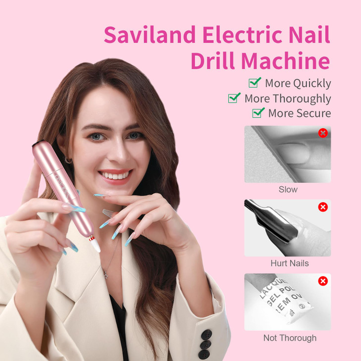 SAVILAND Electric Nail Drill: 2025 Electric Nail File Rose Efile Nail Drill Professional Manicure with 6PCS Nail Drill Bits Portable Nail File & Salo online at globaldelivered