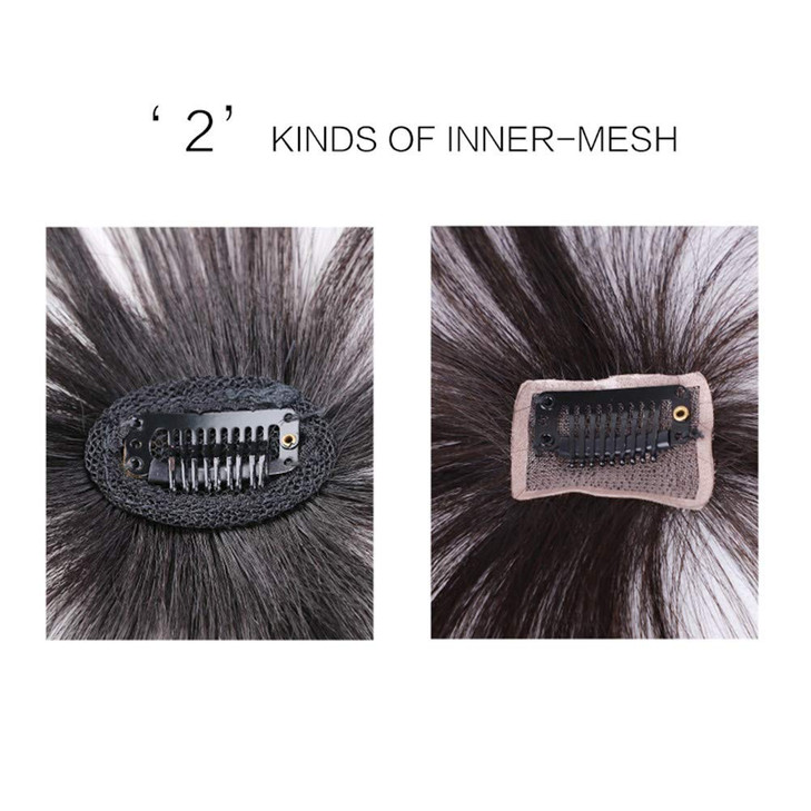RemeeHi Human Hair Bangs with Top Piece Clip in Seamless TopperFringe Extension Hand Made Dark Brown
