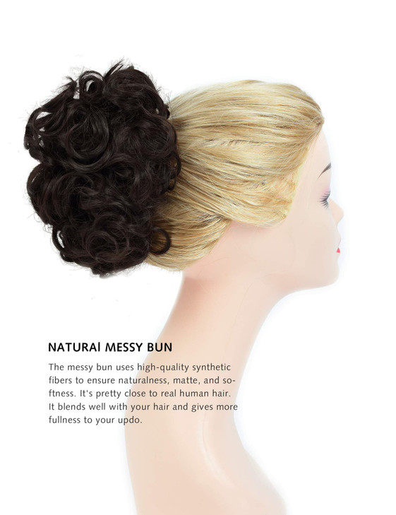 Yamel Messy Bun Scrunchie Chignon Hairpiece Updo Curly Bun Extension Combs in Messy Bun Hair Piece for Women Dark Brown