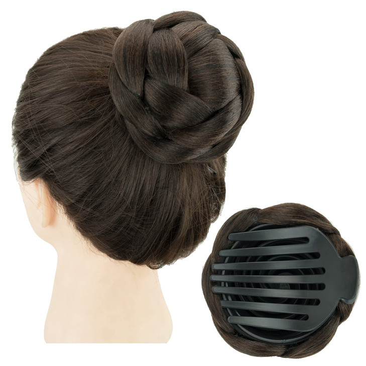 IMISSU Braided Chignon Hair Donut Hairpieces Dancer Scrunchie Claw Hair Bun Updo Wig Chocolate Brown