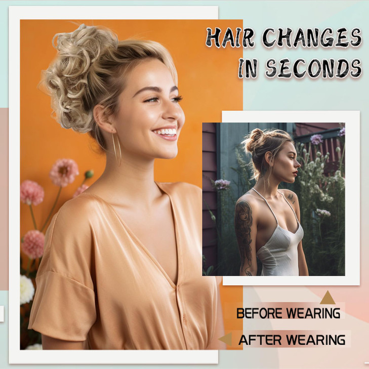 Liliyab Messy Hair Bun Hair Piece 2Pcs Curly Messy Buns Hair Piece Hair Buns Hair Piece Hair Bun Extension Fake hair scr
