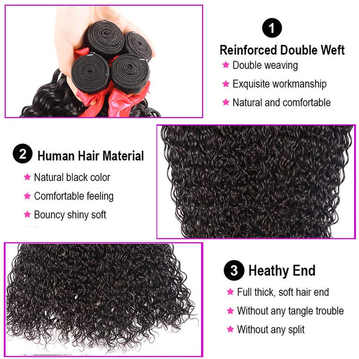 Water Wave Bundles With Closure 8A Ocean Wave Wet and Wavy Human Hair Weave 4 Bundles With Closure 18 20 22 2416