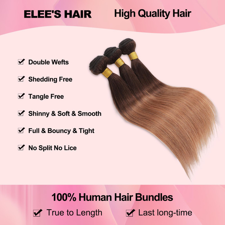 10 12 14 Ombre Straight Hair 3 Bundles 300g 100 Unprocessed Virgin Brazilian Remy Hair 12A Straight Human Hair Bundles 2