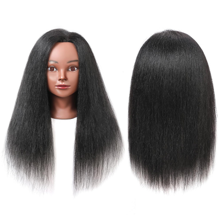 Armmu Mannequin Head with 100 Real Hair 16 Cosmetology Mannequin Manikin Training Practice Doll Head for Hairdresser Bra