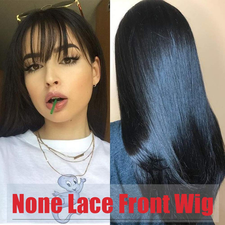 Lzlefho Straight Wigs Human Hair with Bangs 180 Density Brazilian Virgin Human Hair Wigs for Women Glueless Wigs Human H