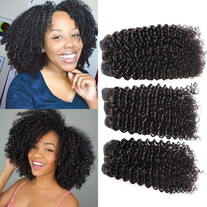 Kinky Curly Hair Bundles with Luxnovolex 10A Unprocessed Brazilian Short Virgin Human Hair Weave Extensions 300g 10 10 1