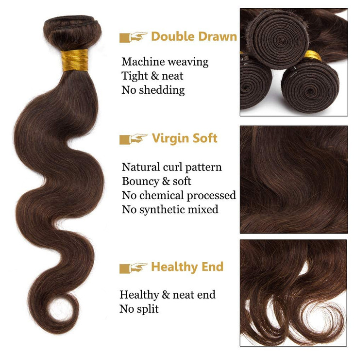 Chocolate Brown Bundles Human Hair Brazilian Body Wave Hair Extensions Sew In 9A Grade Virgin 100 Unprocessed Remy Human