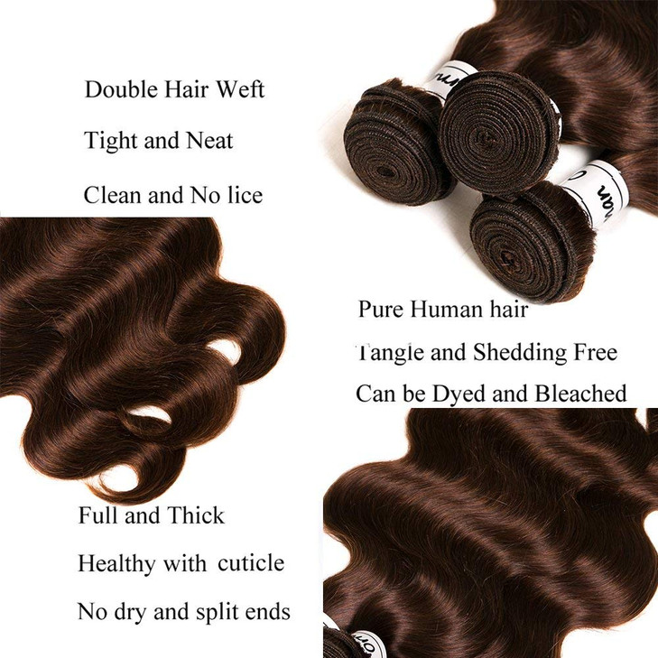 Chocolate Brown Bundles Human Hair Brazilian Body Wave Hair Extensions Sew In 9A Grade Virgin 100 Unprocessed Remy Human