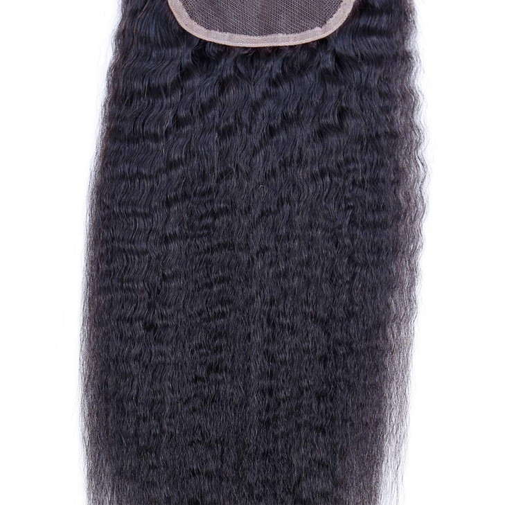 Odir 16 Inch Kinky Straight 4x4 Lace Closure 150 Density Brazilian Human Hair Hand Tied Swiss Lace Closure 9A Unprocesse