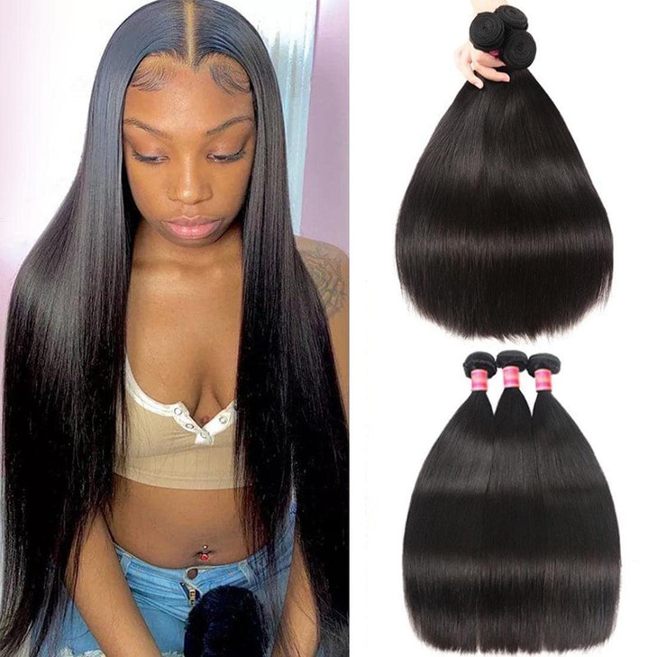 Beauty Forever Hair Brazilian Virgin Straight Hair 3 Bundles 100 Unprocessed Human Hair Weave Extensions Natural Color C