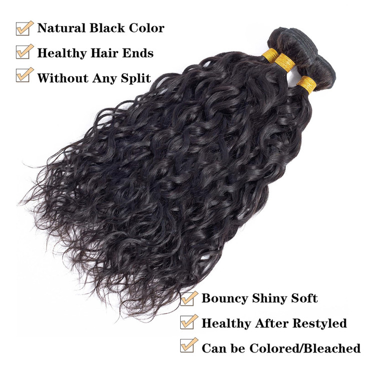 12A Water Wave 3 Bundles Human Hair 10 12 14 300g 100 Unprocessed Brazilian Virgin Hair Wet and Wavy Human Hair Weave Bu
