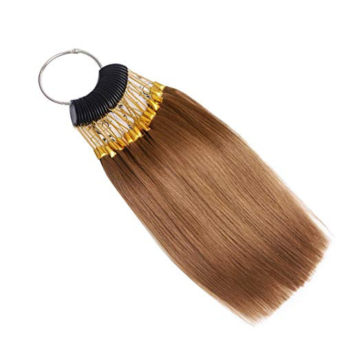RemeeHi Rings 100 Human Hair Swatches Testing Color with Gold Buckles Straight Samples Hair for Salon Hairdressing 30 st