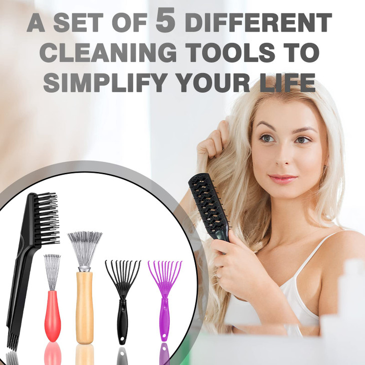 UAIAGM 5 Pieces Hair Brush Cleaner Tool Set for Hairbrush and Comb Maintenance Remove Hair Dust Easily Ideal for Home and Salon Use, Black online at globaldelivered