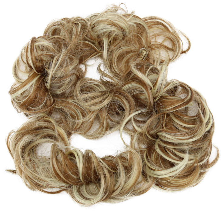 CAISHA Hairpiece Hair Wrap Heatresistant Synthetic Fibres Curly Messy Updo Light Brown Blonde Mix HW34