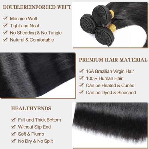 16A Straight Bundles Human Hair 14 16 18 300g 100 Real Human Hair 3X Longer Lifespan 100 Unprocessed Brazilian Virgin Ha