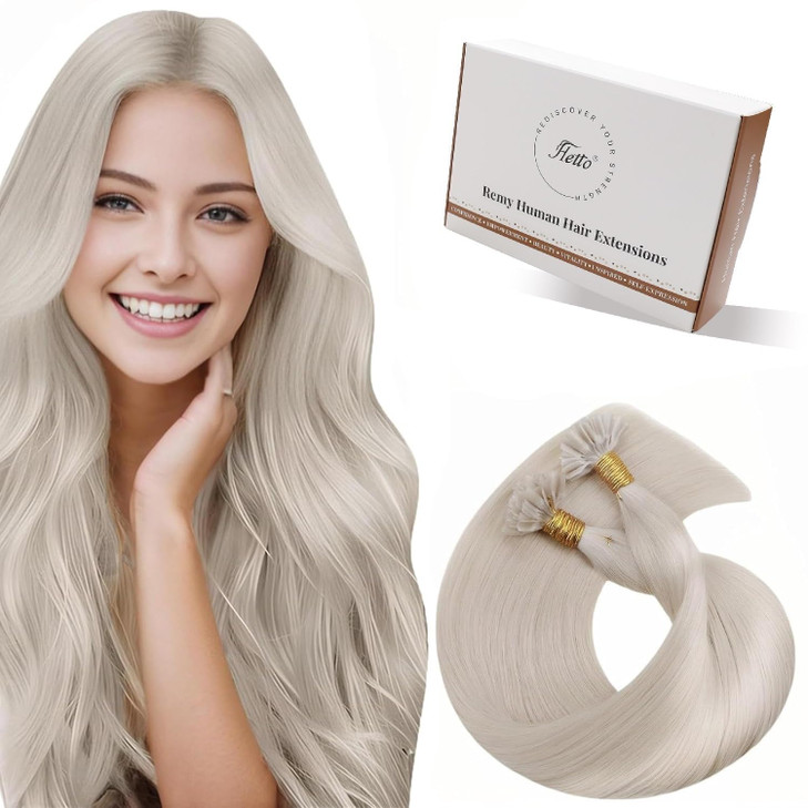 Hetto U Tip Hair Extensions Human Hair Platinum Blonde Utip Hair Extensions Human Hair Hot Fusion Blonde K Tip Hair Exte
