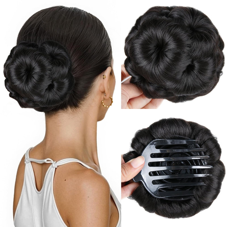 HANNE Hair Buns Hair Pieces for Women Fake Hair Bun Extension Hairs Chignon Pony Tail Bun Artificial Synthetic Hair Exte