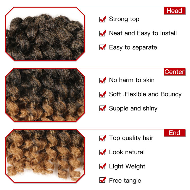 5 Packs Jamaican Bounce Crochet Hair 8 Inch Wand Curl Crochet Hair Curly Bounce Crochet Braids Hair Extension Twist Hair