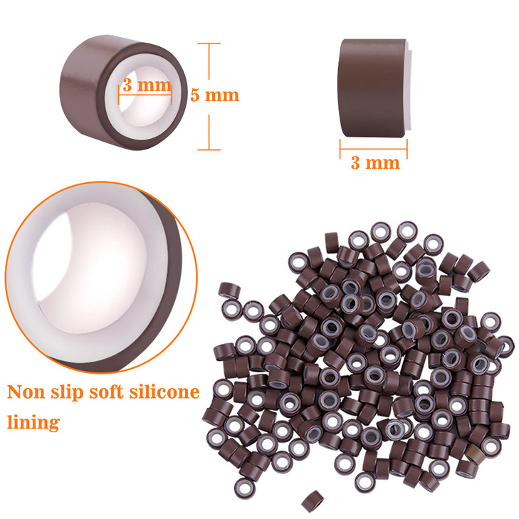 Duufin 2500 Pieces Hair Extensions Beads 50mm Micro Links Rings Silicone Lined Beads for Women Men Hair Feather Extensio
