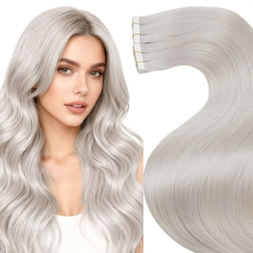 LaaVoo Tape in Hair Extensions Blonde Human Hair Tape in Extensions 60 Platinum Blonde HairExtension Tape on Real Human