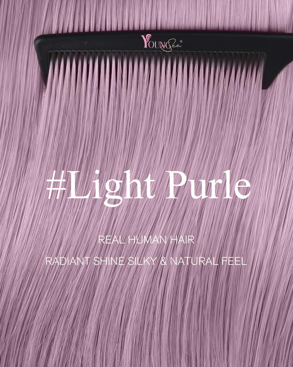 YoungSee Tape in Hair Extensions Human Hair Purple Tape in Extensions Lavender Human Hair Tape in Extensions 14In Light