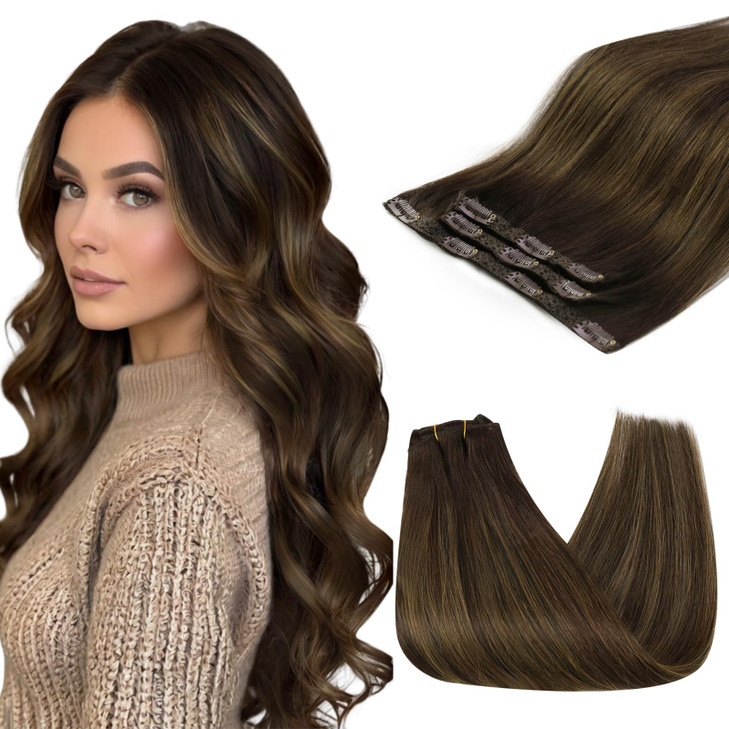 Sunny Hair Clip in Hair Extensions Real Human Hair 14 Inch Remy Hair Clip in Extensions for Women Human Hair Extensions