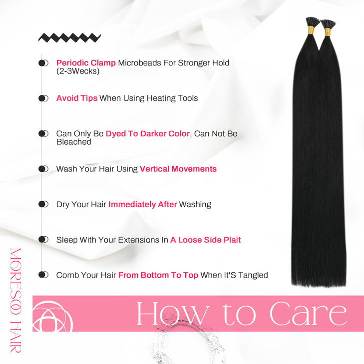 Moresoo I Tip Human Hair Extensions Black I Tips Hair Extensions Human Hair 22 inch Straight I Tip Extensions Human Hair