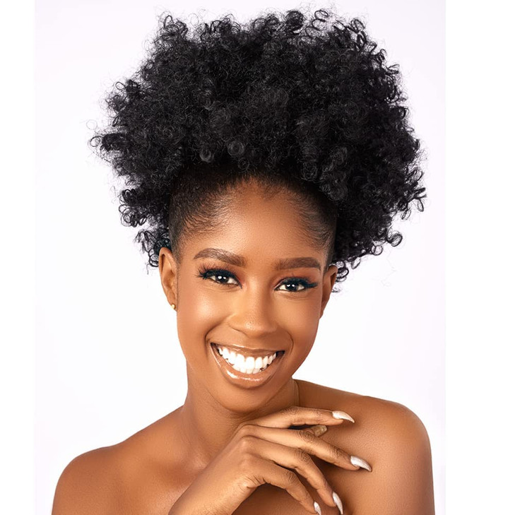 Afro Puff kinky curly Drawstring Ponytail Extension for Black Women Synthetic Short Afro Kinkys Curly Afro Bun Extension