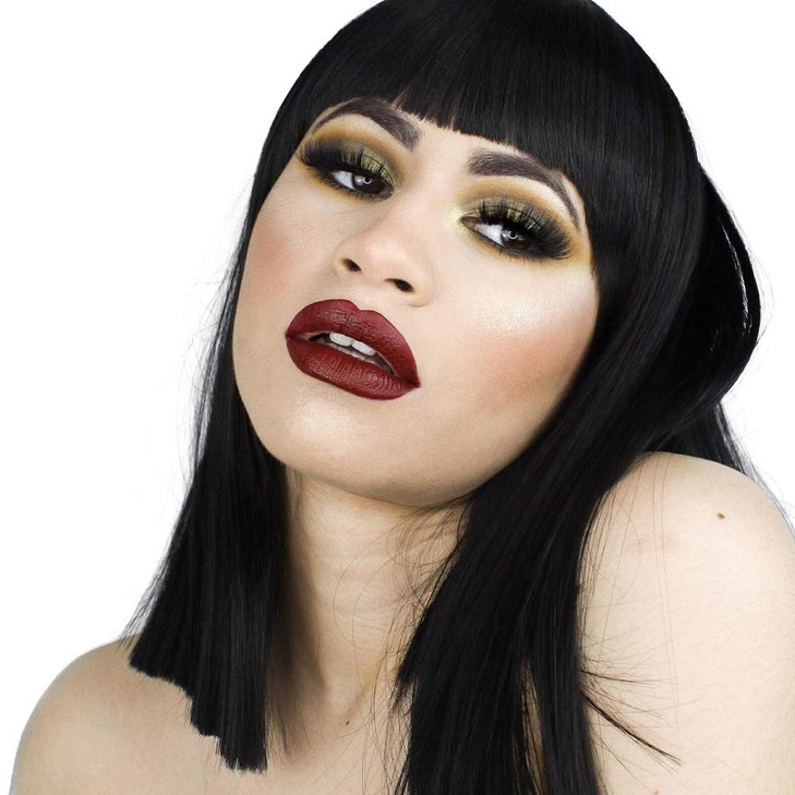 morvally Short Straight Black Wig with Bangs Natural Looking Heat Resistant Hair Cosplay Costume Wigs for Women 14 inche