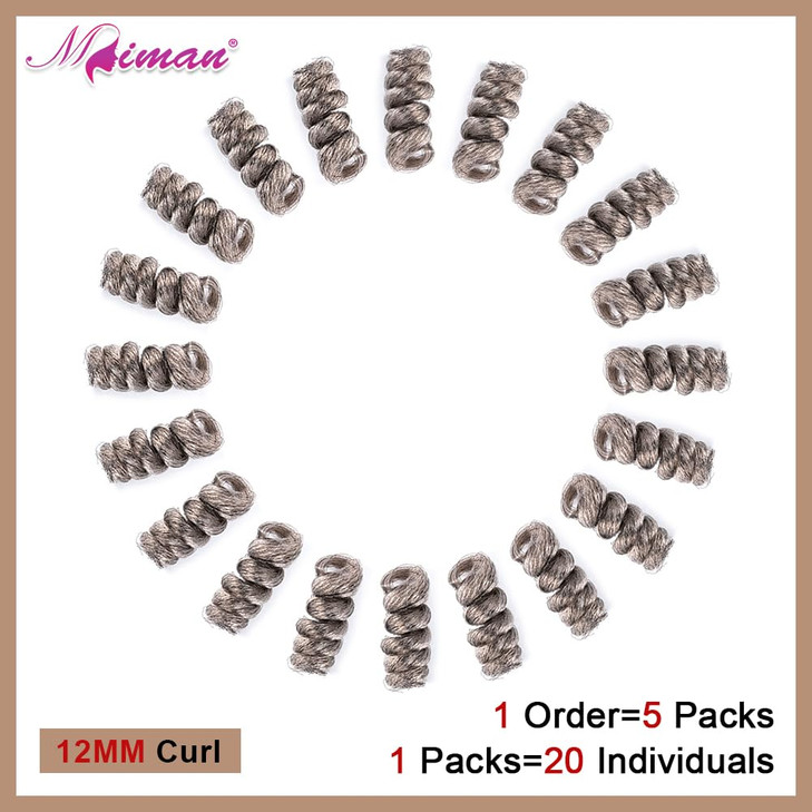 MIMAN 5 Packs 10 Inch 12MM Short Black Mixed Grey Crochet Hair for Black WomenDark Salt and Pepper Curly Crochet Braids