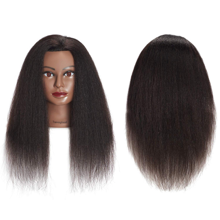 Traininghead 100 Real Hair Mannequin Head Training Head Cosmetology Doll Head Manikin Practice Head Hairdresser with Fre