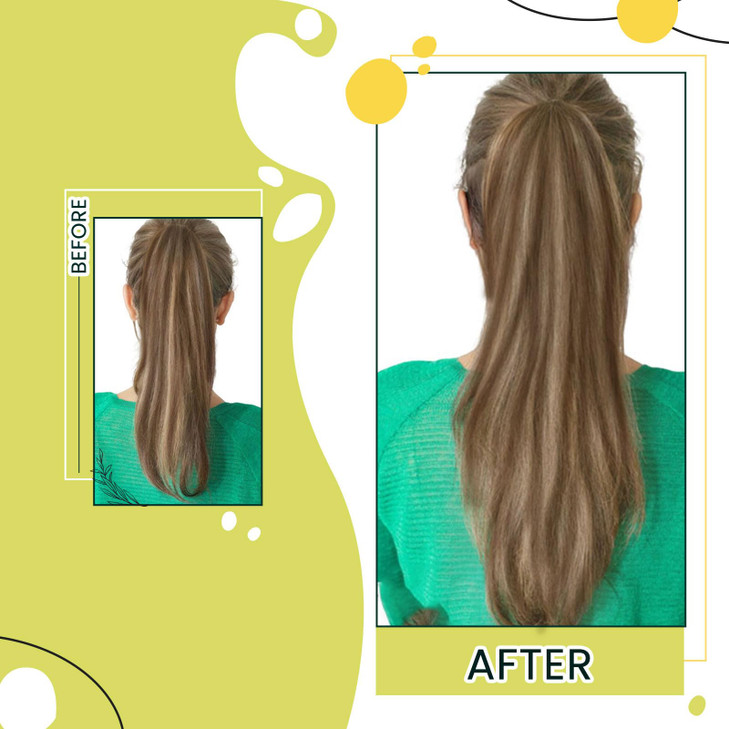 RUNATURE Real Hair Ponytail Extension Clip in Ponytail Extension Human Hair with Magic Paste Straight Soft Remy Human Ha